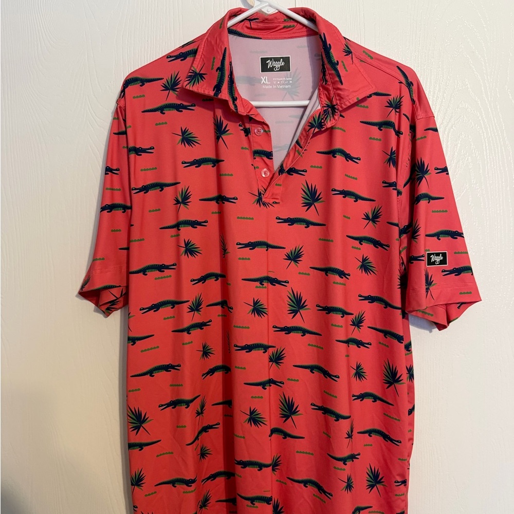 Waggle Men's Coral Golf Polo